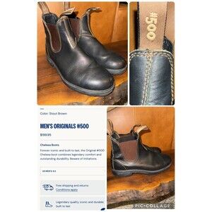 Unisex Blundstone Pull On Boot BL 500 Stout Brown Leather  6.5 /7.5 US / 8.5us w